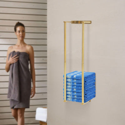 1pc Wall Mounted Towel Rack Bathroom Towel Storage Organizer Towel Holder Stainless