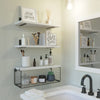 1set Bathroom Shelves Over Toilet, With Wire Basket, Wood Floating Shelf For Wall Decor, Bathroom Wall Decor Shelves