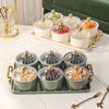 1pc, Nordic Dried Fruit Snack Plate - Clear Round Fruit Plate with Divided Grid and Lid Box - Iron Craft Tray with Six Cans