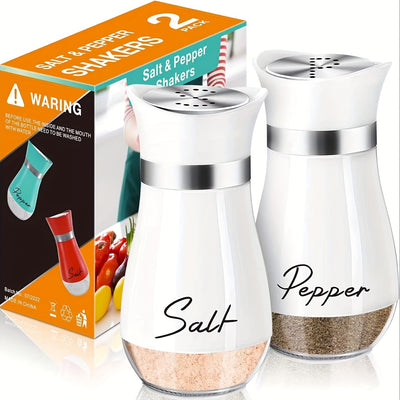 2Set, Salt And Pepper Shakers Set, 4 Oz Glass Bottom Salt And Pepper Jars With Stainless Steel Lid For Kitchen Cooking Table