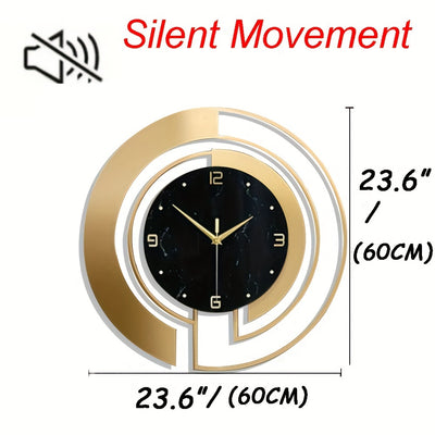 1pc 23.6/19.7/17.7inch Golden Creative Design Metal Silent Wall Clock