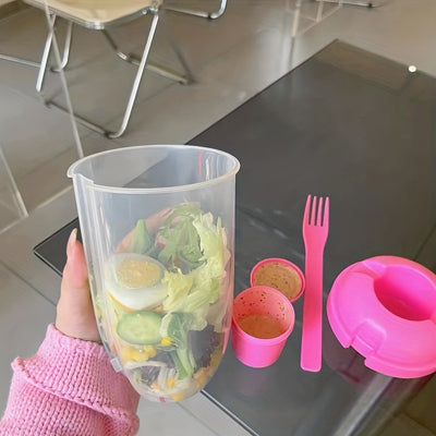 6pcs, Portable Salad Cup with Fork and Lid - Healthy Salad Container