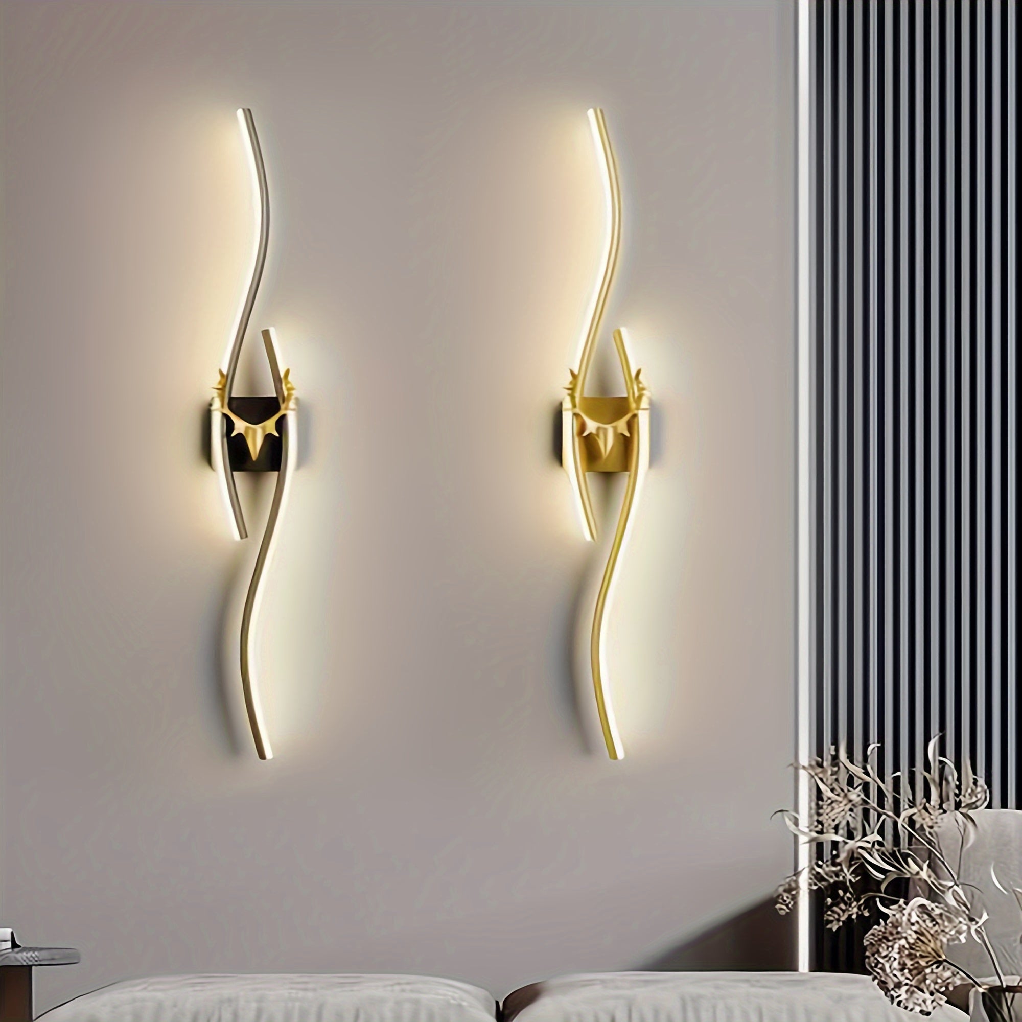LED Creative Long Strip Luxury Wall Lamp, Living Room TV Background Wall Grid Minimalist amp