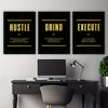 3pcs 15.7*23.6in/40cm*60cm Modern Abstract Hustle Grind Execute Wall Art