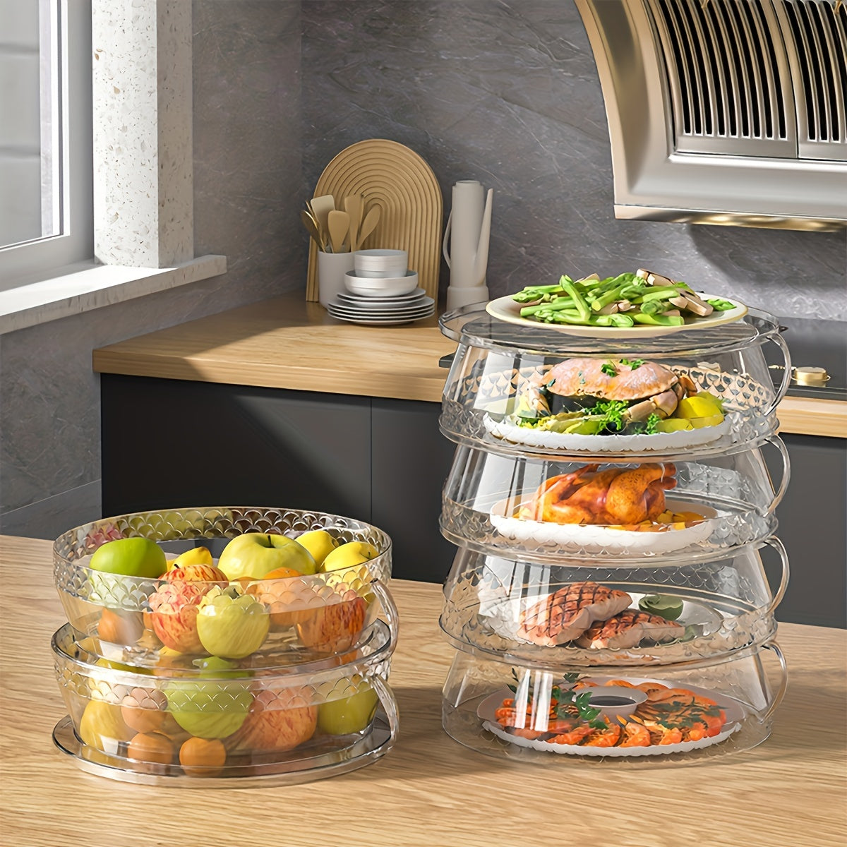 5pcs Stackable Food Cover, Transparent Dust-proof Serving Cover, Food Insulation Cover, Multi-functional Food Protection Cover