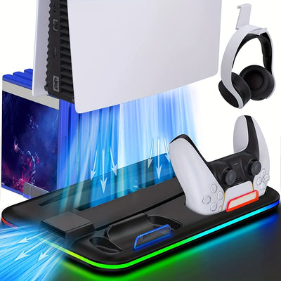 Multifunction Dual Charger Dock With Cooling Fun For PS5 Console
