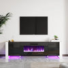 Fireplace TV Stand 80" Modern High Gloss Entertainment Center LED Lights, U-Shaped Legs TV Console Cabinet for TVs Up to 90"