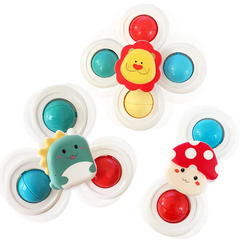 3PC Set Suction Cup Spinning Cartoon Animal Spinner Toys For Kids Window