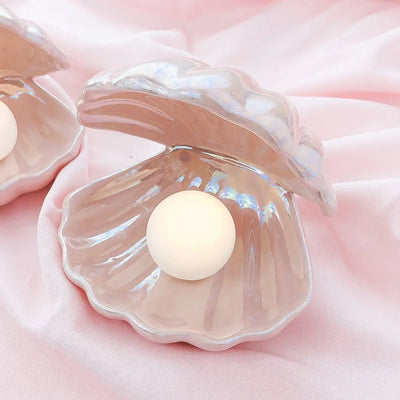 Fantasy Ceramic Shell Pearl Lamp Bedroom Decor Night Light Novelty Lighting Fairy Shell for Girl Home Decoration Bedside Lamp