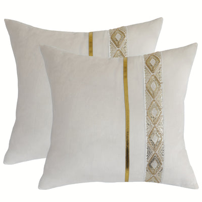 4pcs Sequin Embroidered Cushion Covers  Decoration Pillow Covers Luxury Gold Leather Stripe