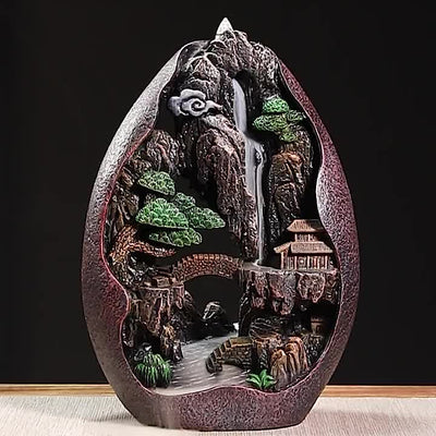 Decor Mountains And Flowing Water Backflow Incense Burner, Creative Smoke Waterfall Incense Cones Holder
