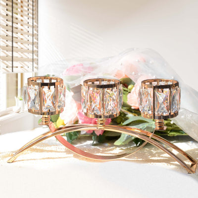 1pc 3 Arms Crystal Candle Holders, Arch Candlestick Table Candelabras Centerpieces  Home Decoration, Perfect Gift