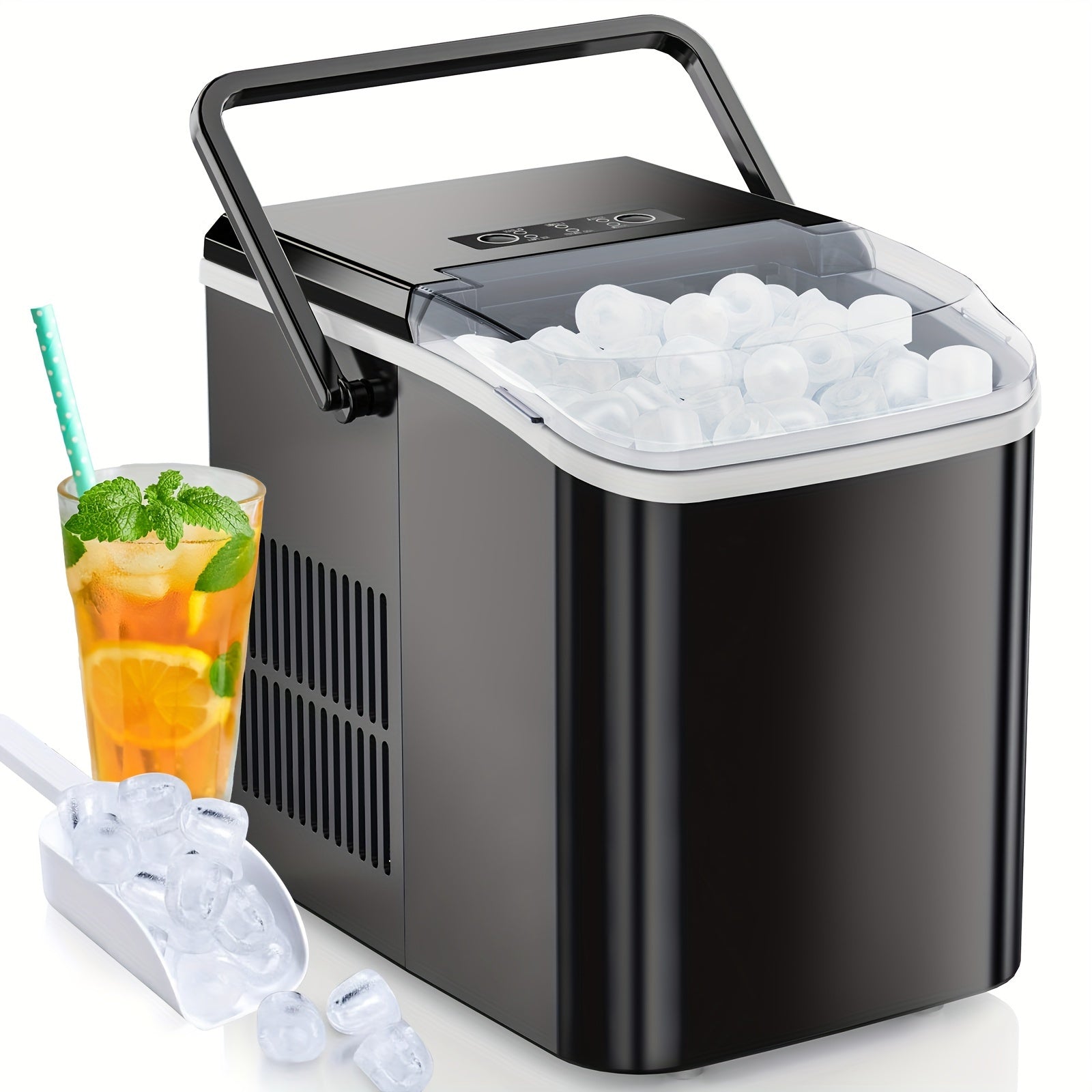 Ice Makers Countertop, Portable Ice Machine with Carry Handle