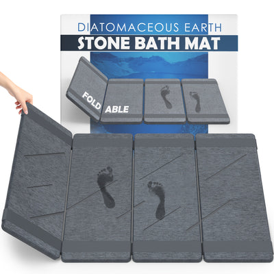 Foldable Stone Bath Mat, Anti-Slip Natural Diatomaceous Earth Shower Mat