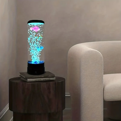 LED bubble Fish Lamp Multi-Color Changing Aquarium Night Light, Decorative Simulated Fantasy Fish Bubble Table Lamp
