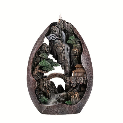 Decor Mountains And Flowing Water Backflow Incense Burner, Creative Smoke Waterfall Incense Cones Holder