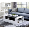 [Armour Coffee Table Center Table with Drawer and Open Shelf White & Black