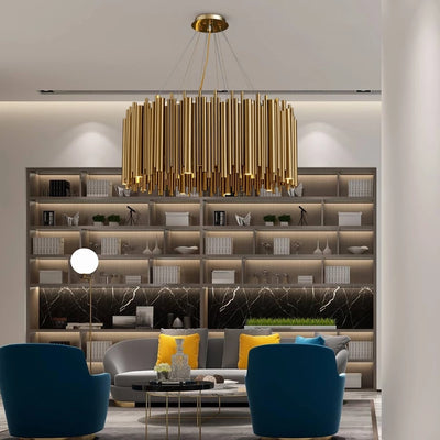Luxury Gold Chandelier For Living Room Modern LED Home Decor Hanging Lamp