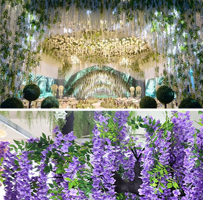 12Pcs  Artificial Flower Rattan Wreath Arch Wedding Home Garden Office Decoration pendant Plant