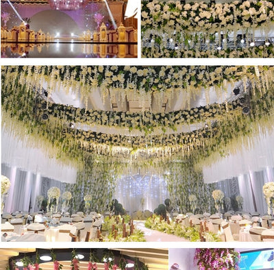 12Pcs  Artificial Flower Rattan Wreath Arch Wedding Home Garden Office Decoration pendant Plant