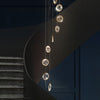Modern Crystal Chandelier For Staircase Led Gold/Black Dining Room Hanging Lamp