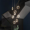 Modern Crystal Chandelier For Staircase Led Gold/Black Dining Room Hanging Lamp