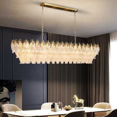 Gold Luxury Chandelier For Dining Room Modern Home Creative Lighting Fixture Rectangle Led