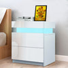 LED Coffee Table 2 Drawers Table Storage Organizer Bedside Cabinet
