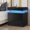 LED Coffee Table 2 Drawers Table Storage Organizer Bedside Cabinet