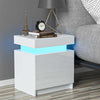 LED Coffee Table 2 Drawers Table Storage Organizer Bedside Cabinet