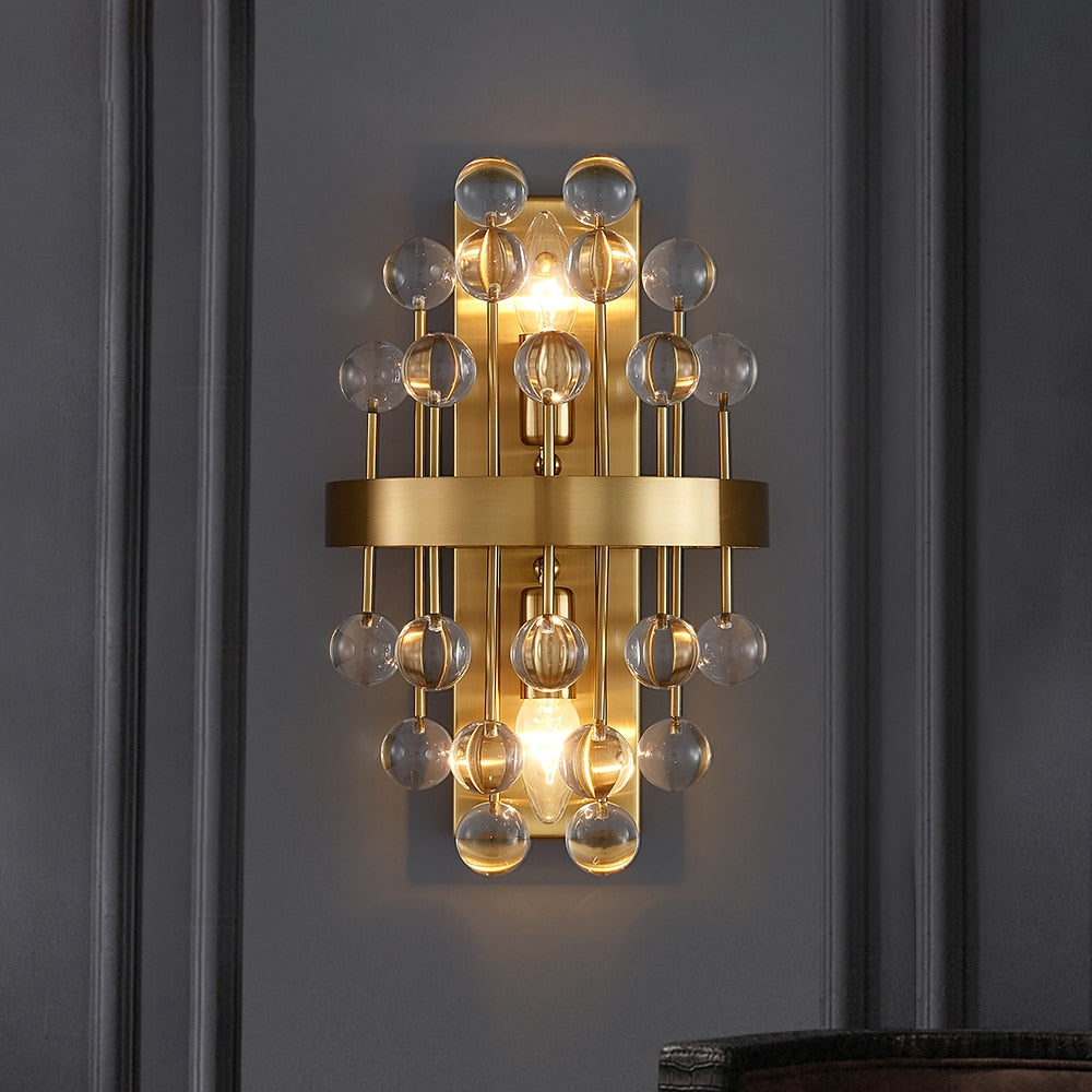 New modern sconce lighting for bedroom brushed gold crystal wall lamps