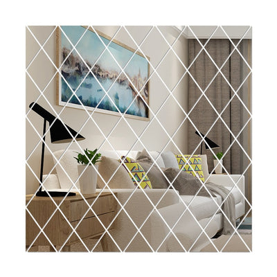 3D Mirror Wall Sticker DIY Diamonds Triangles Acrylic Wall Stickers Living Room Home Decoration
