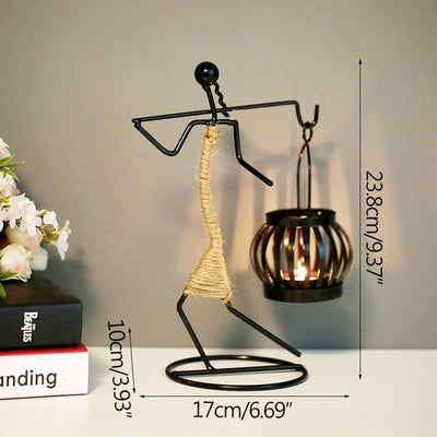 Metal Candlestick Character Sculpture Candle Holder Decor