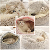 Plush Round Cat Bed Cat Warm House 2 In 1 Pet Bed Cushion Sleeping Sofa