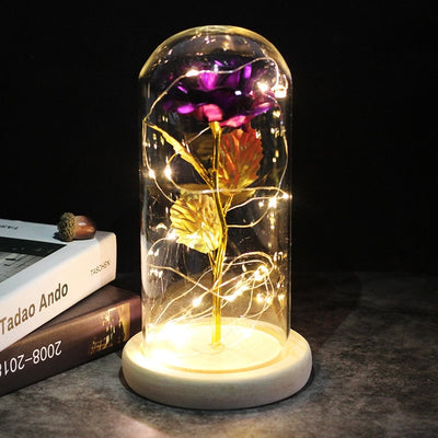 LED Enchanted Galaxy Rose Eternal 24K Gold Foil Flower For Christmas Valentine's Day Gift