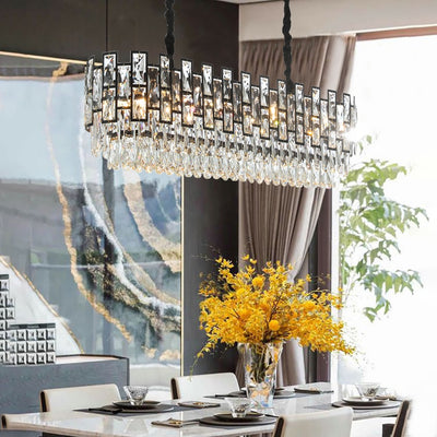 Shine Crystal Chandelier for Living Room Modern Rectangle Lighting led Chandelier