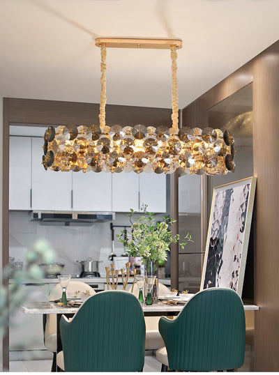 Oval design crystal chandelier for dining room luxury kitchen island hanging light fixture modern home