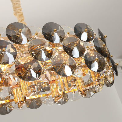 Oval design crystal chandelier for dining room luxury kitchen island hanging light fixture modern home